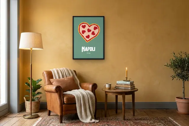 Napoli pizza poster in de leeshoek