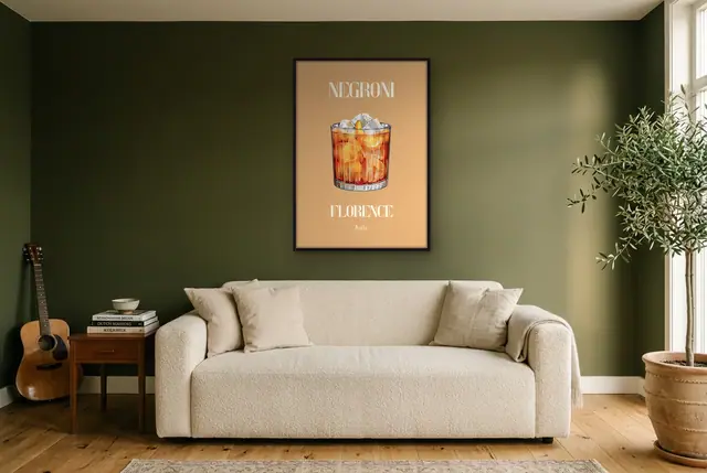 Negroni cocktail poster in de woonkamer