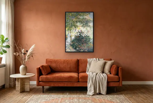 Nice to meet you poster in de woonkamer