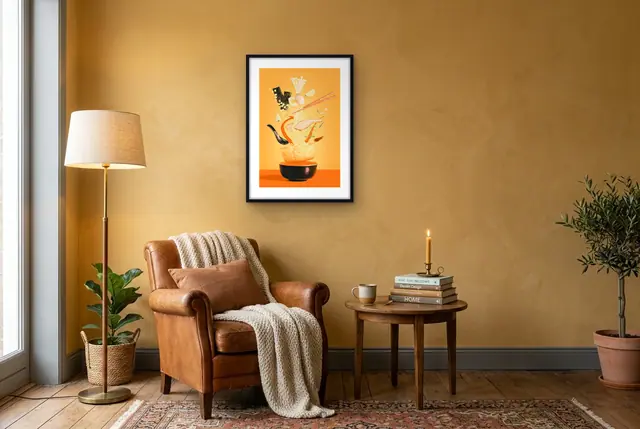 Ramen noedels poster in de leeshoek