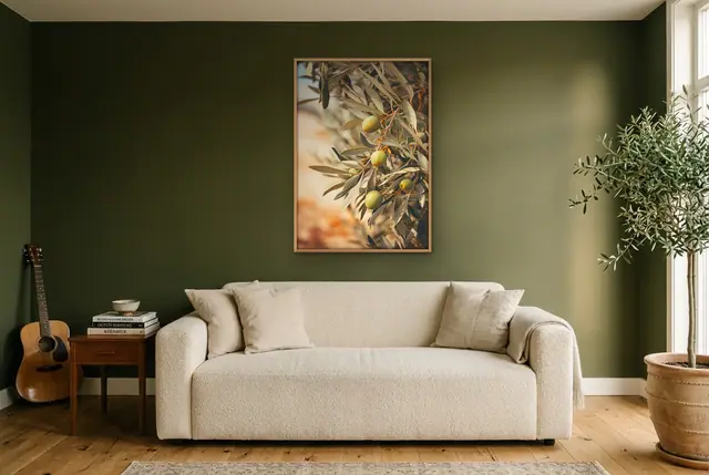 Olijfboom poster in de woonkamer