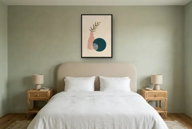 Organische vormen poster boven het bed