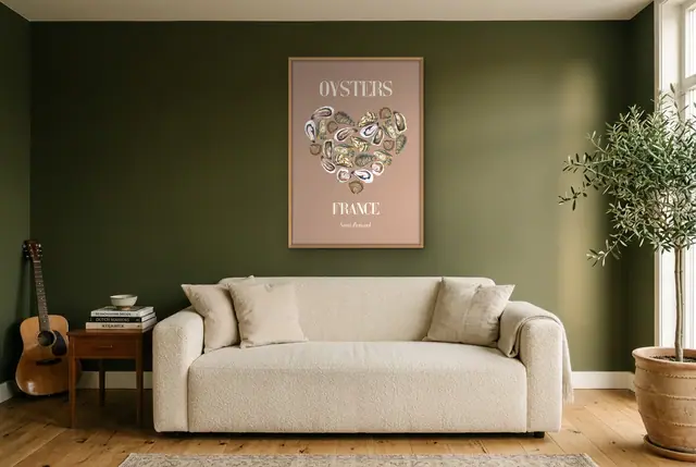 Oesters Frankrijk poster in de woonkamer