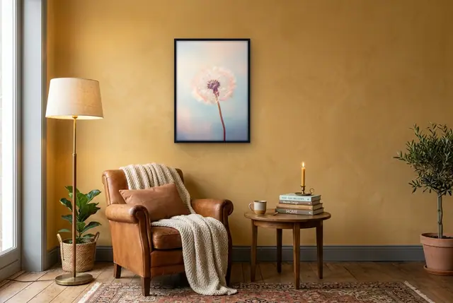 Paardenbloem pastel poster in de leeshoek