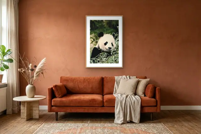 Panda in bamboe poster in de woonkamer