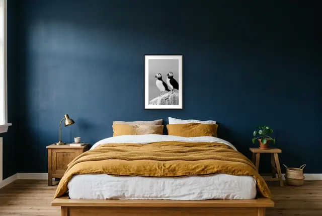 Papegaaiduikers op rots poster boven het bed