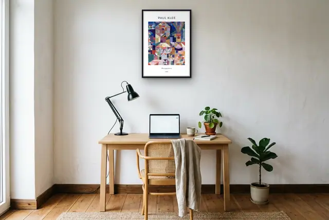 Paul Klee Burggarten poster boven het bureau