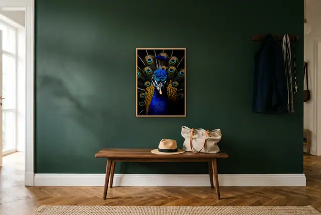 Pauw portret poster in de hal