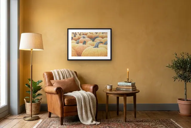 Oranje pompoenen poster in de leeshoek
