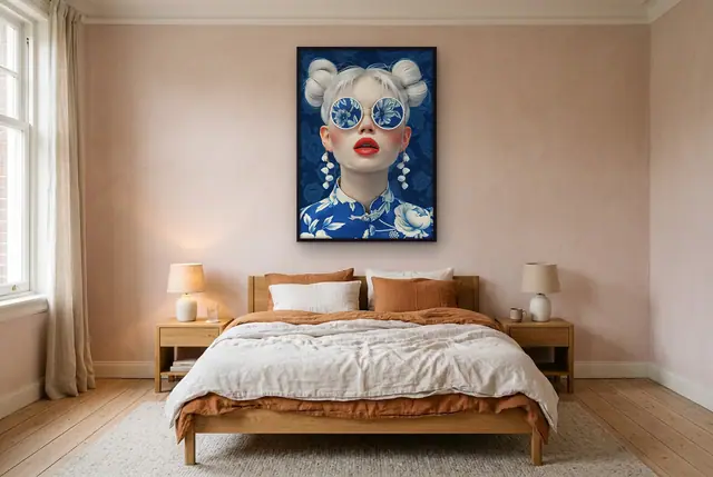 Porseleinen schoonheid poster boven het bed