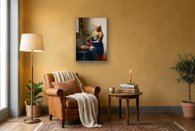 Het Melkmeisje Vermeer poster in de leeshoek
