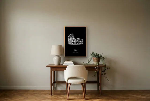 Rome Colosseum poster boven het bureau