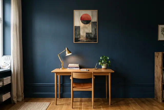 Ruig abstract poster boven het bureau