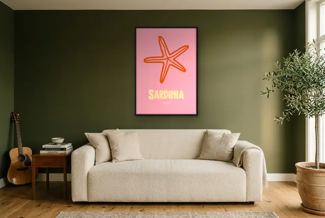 Sardinia zeester poster in de woonkamer