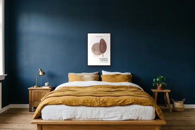 Simpele vormen poster boven het bed