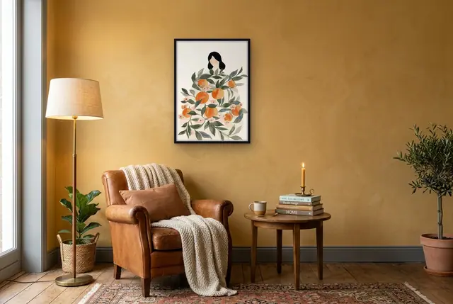 Sinaasappel jurk poster in de leeshoek