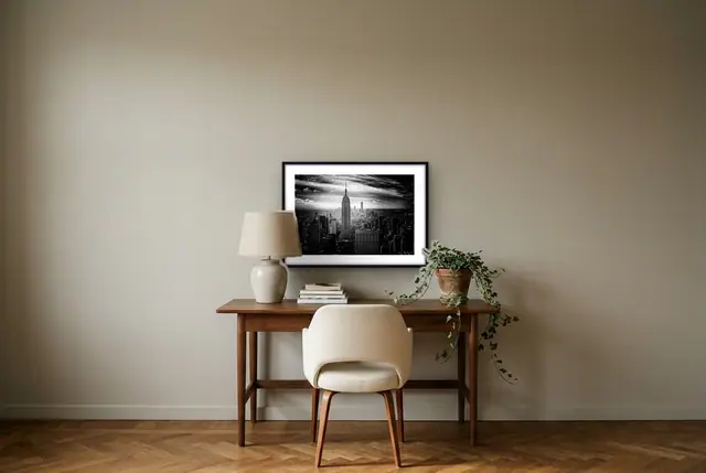Skyline New York poster boven het bureau