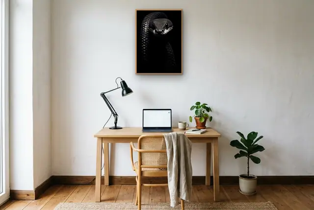 Zwarte slang poster boven het bureau
