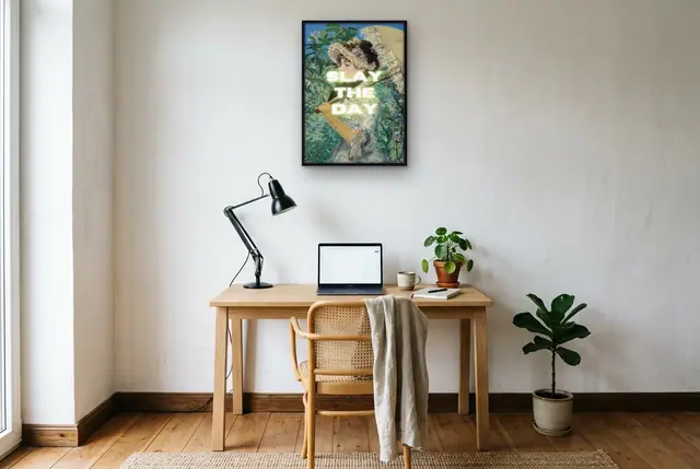 Slay the day poster boven het bureau