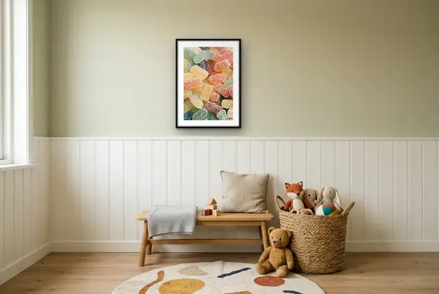 Gummibeertjes snoep poster in de kinderkamer