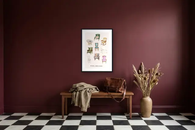 Vintage stoelen poster in de hal