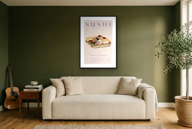 Japanse sushi poster in de woonkamer