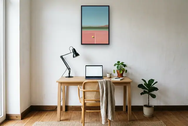 Tennis No. 2 poster boven het bureau
