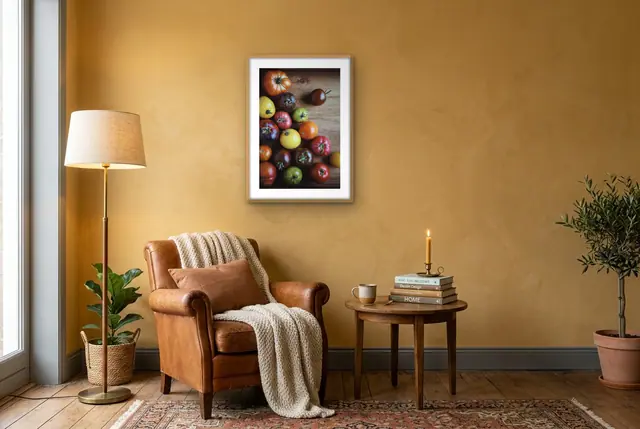 Gekleurde tomaten poster in de leeshoek