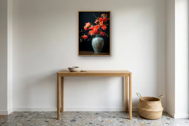 Vaas met bloemen no. 2 poster in de hal