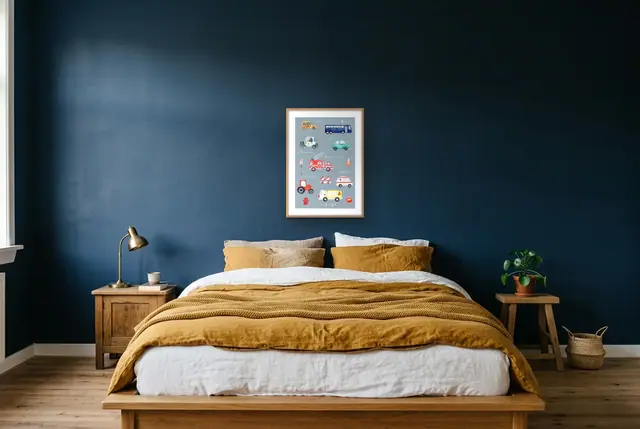 Vervoer illustratie poster boven het bed