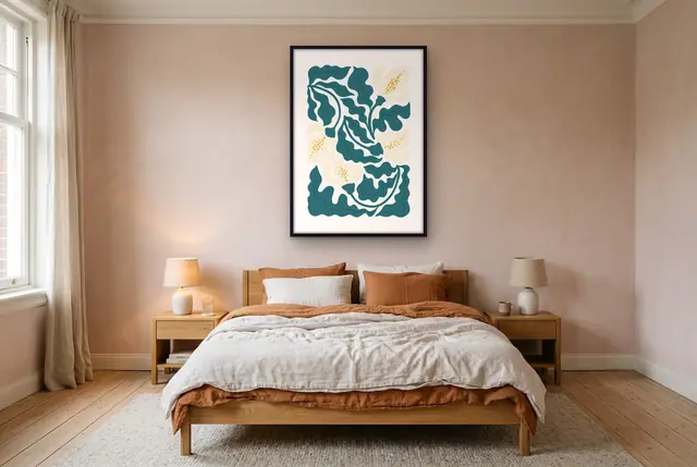 Vloeiende natuur poster boven het bed