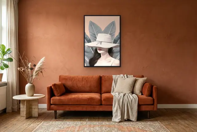Vrouw in stilte poster in de woonkamer