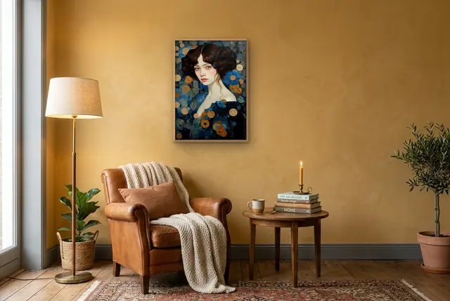 Vrouw Klimt cirkel poster in de leeshoek