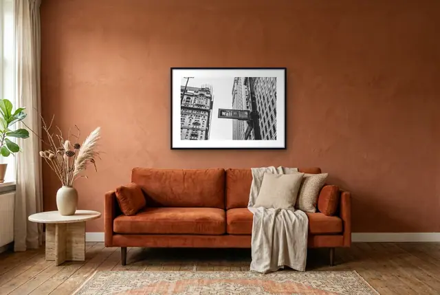 Wall Street poster in de woonkamer