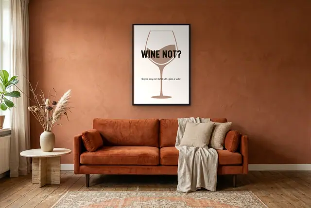 Wine Not wijn poster in de woonkamer