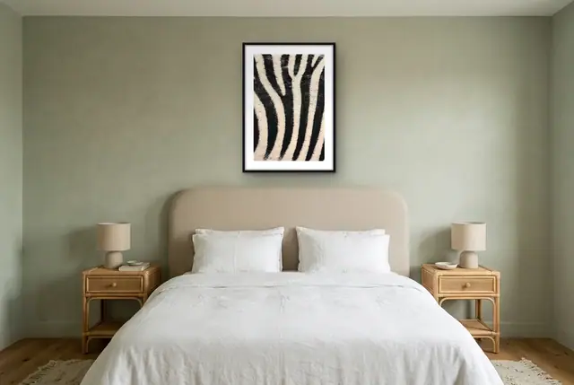 Zebraprint poster boven het bed