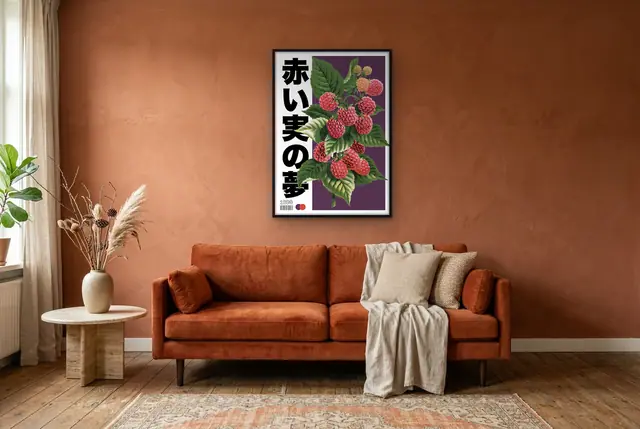 Zoete frambozen poster in de woonkamer