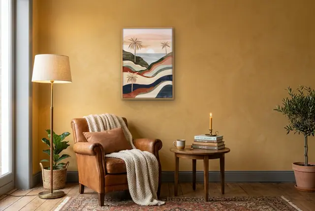Zonsopkomst illustratie poster in de leeshoek