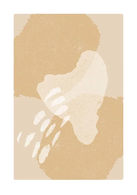 Abstracte illustratie van beige en zandkleurige vlakken met witte penseelstreken